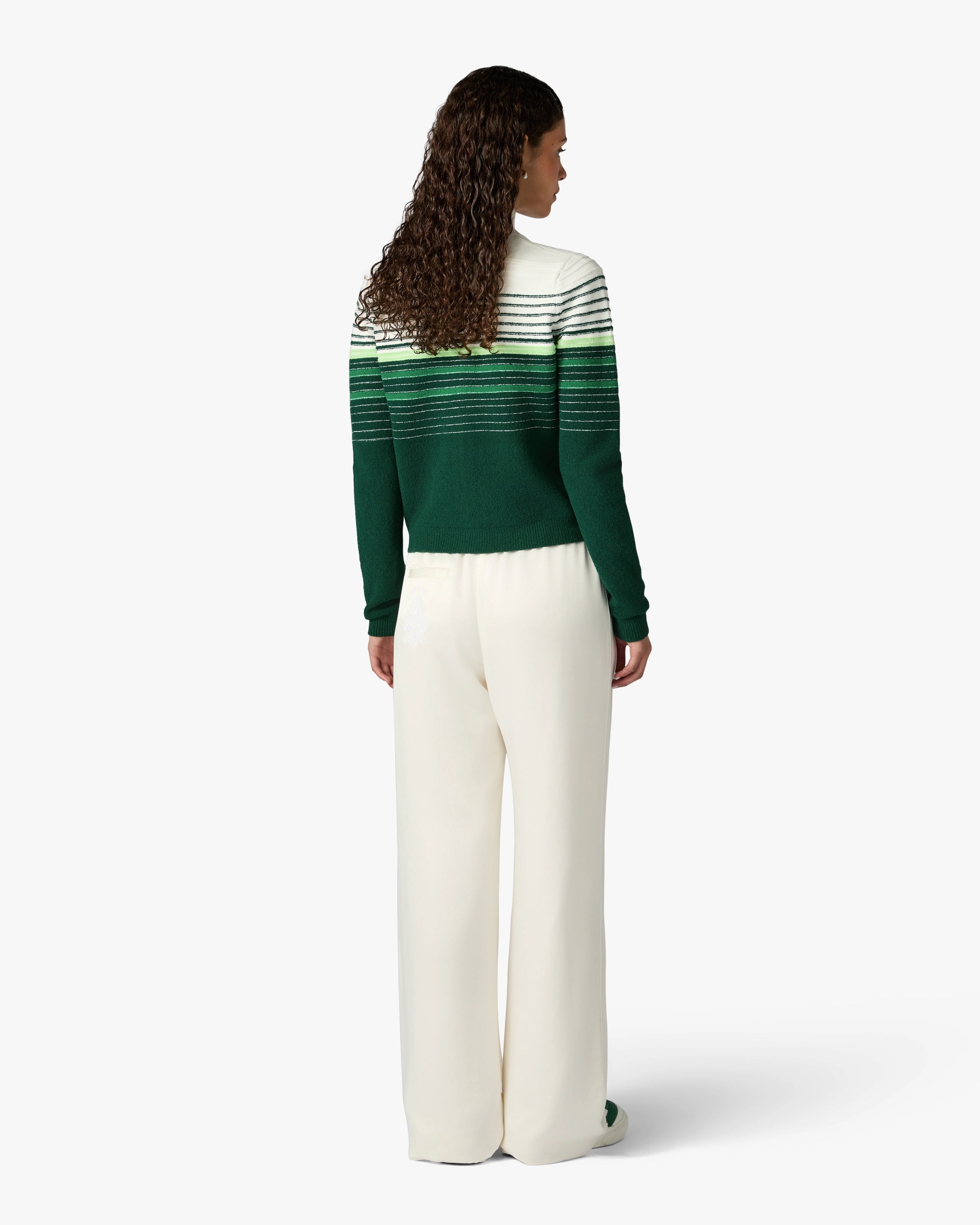 Casablanca Boucle Stripe giacca zip bianco verde vestibilità comoda