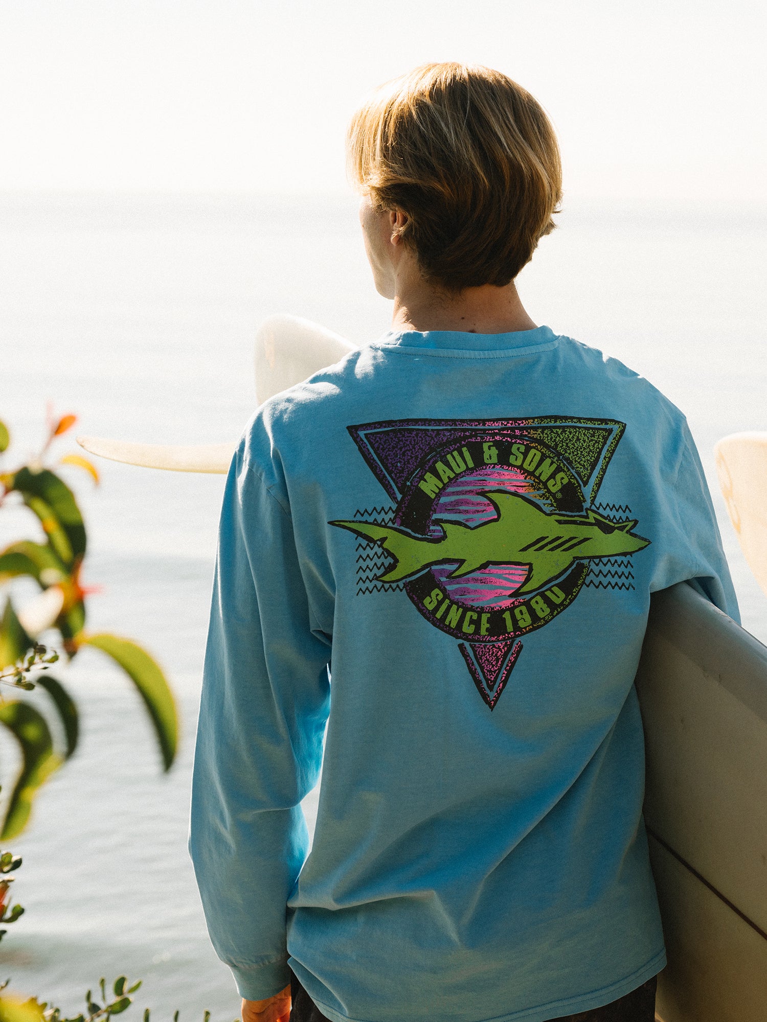 Maui and Sons Out Angled maglia maniche lunghe uomo blu in cotone