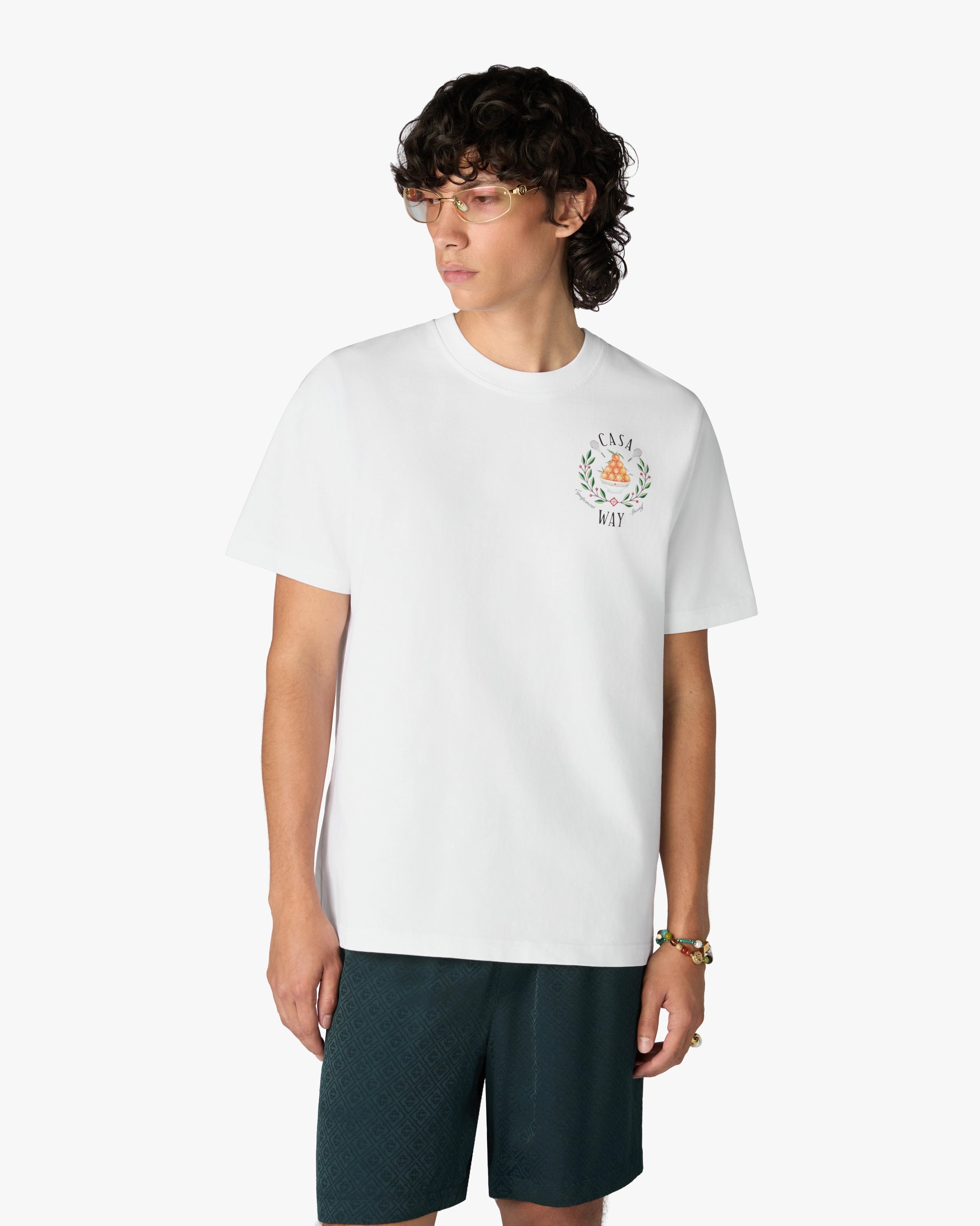 Casablanca Casaway t-shirt bianca maniche corte cotone organico