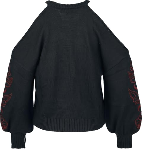 Gothicana by EMP maglione corto L nero cold-shoulder