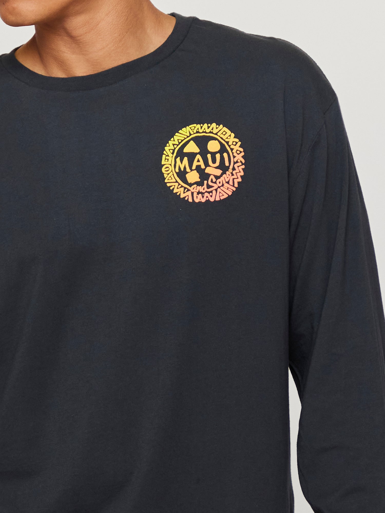 Maui and Sons Island Cookie Long Sleeve maglia nera cotone