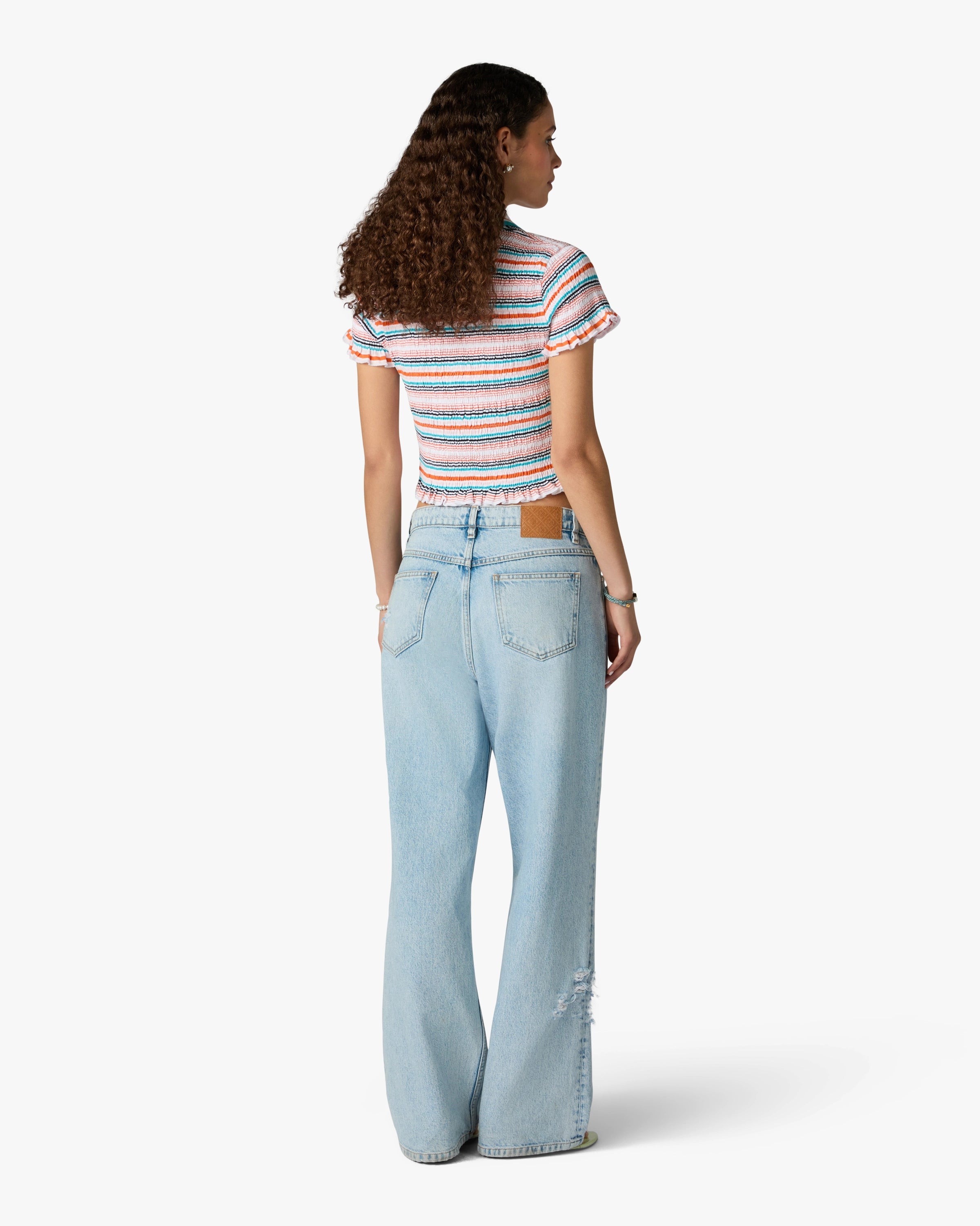 Casablanca polo donna cropped righe multicolore cotone bio