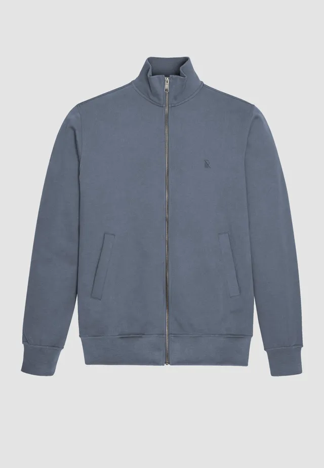 Recolution Camphor felpa zip uomo azzurra cotone bio