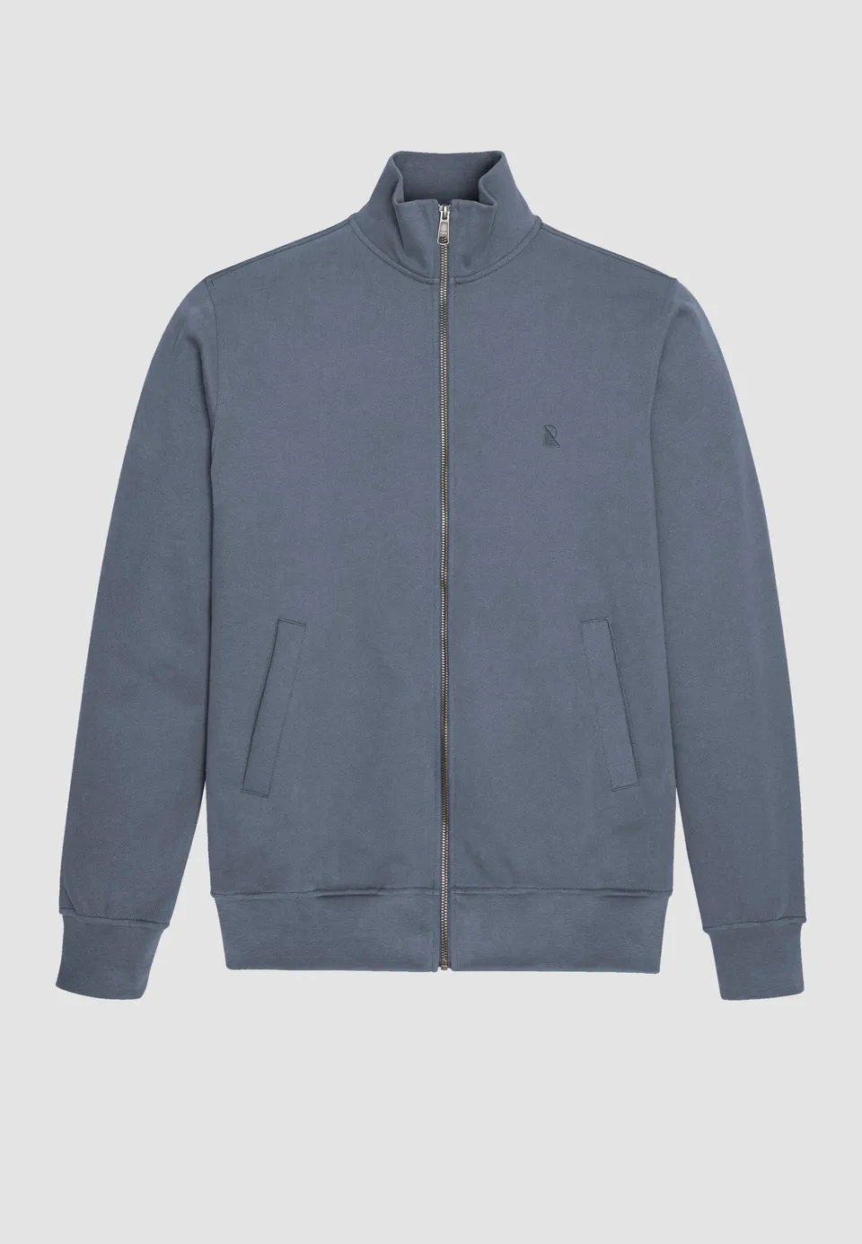 Recolution Camphor felpa zip uomo azzurra cotone bio