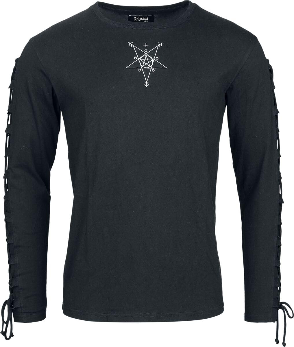 Gothicana by EMP Camicia Nera Allacciata maniche lunghe