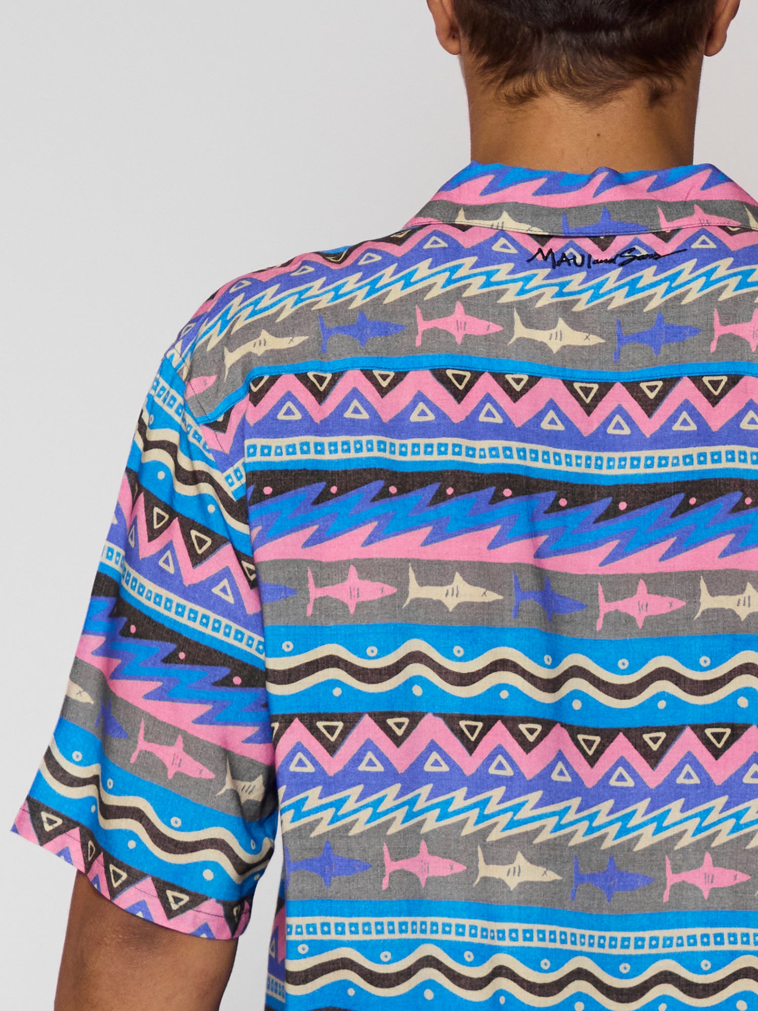 Maui & Sons Stoker camicia blu rayon maniche corte