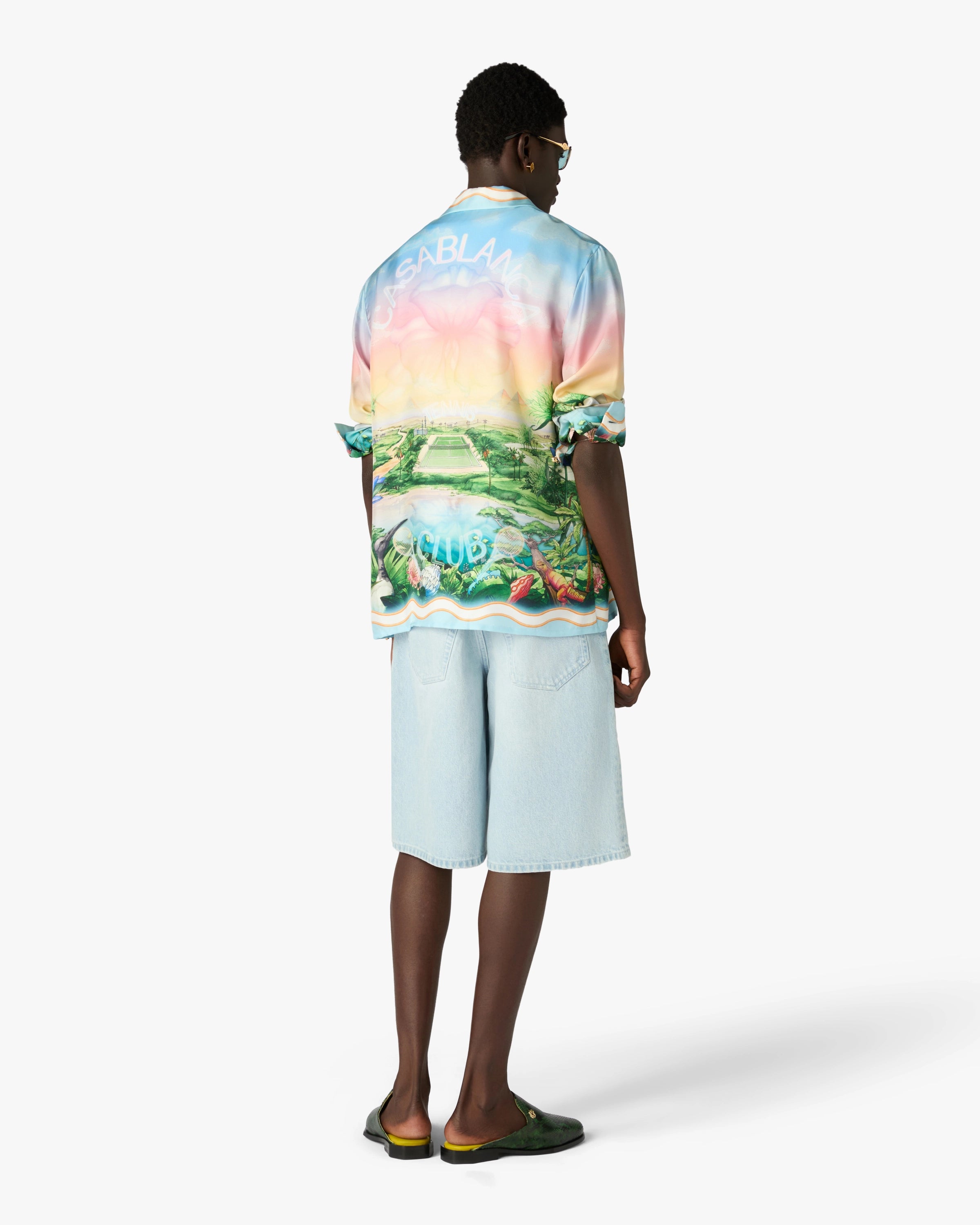 Casablanca Tennis Club camicia seta multicolor uomo