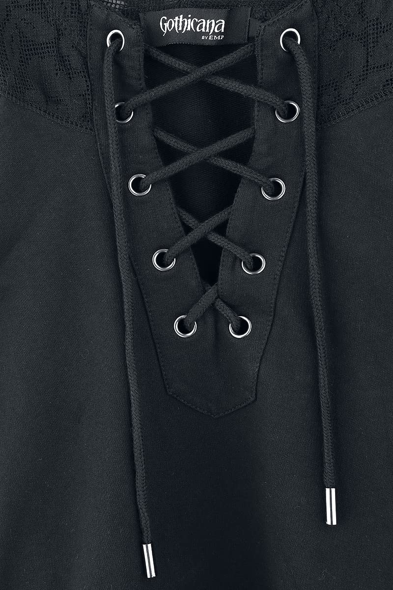 Gothicana by EMP maglione nero cappuccio pizzo taglia S