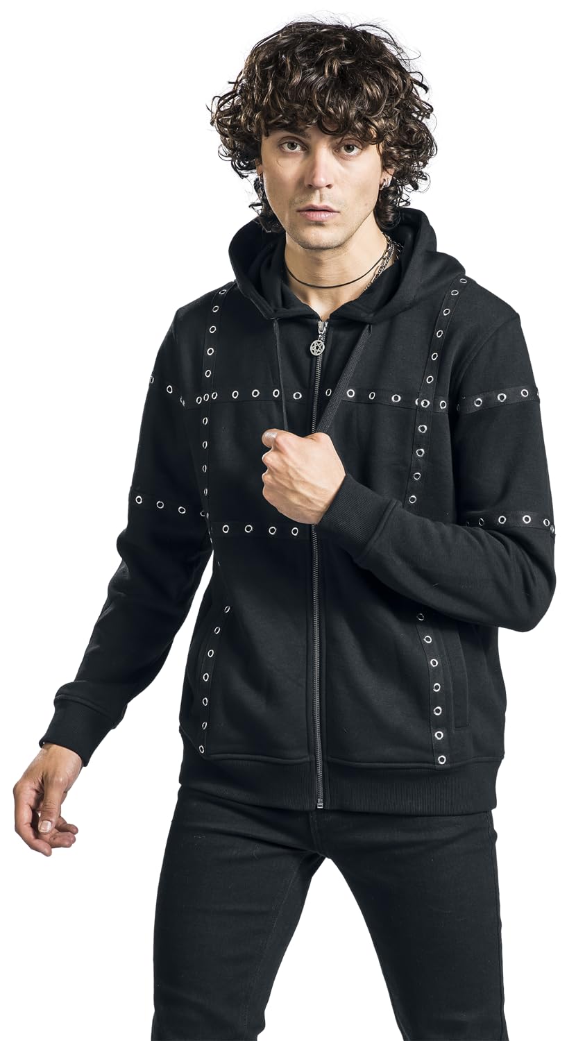Gothicana by EMP Felpa uomo nera zip interno felpato