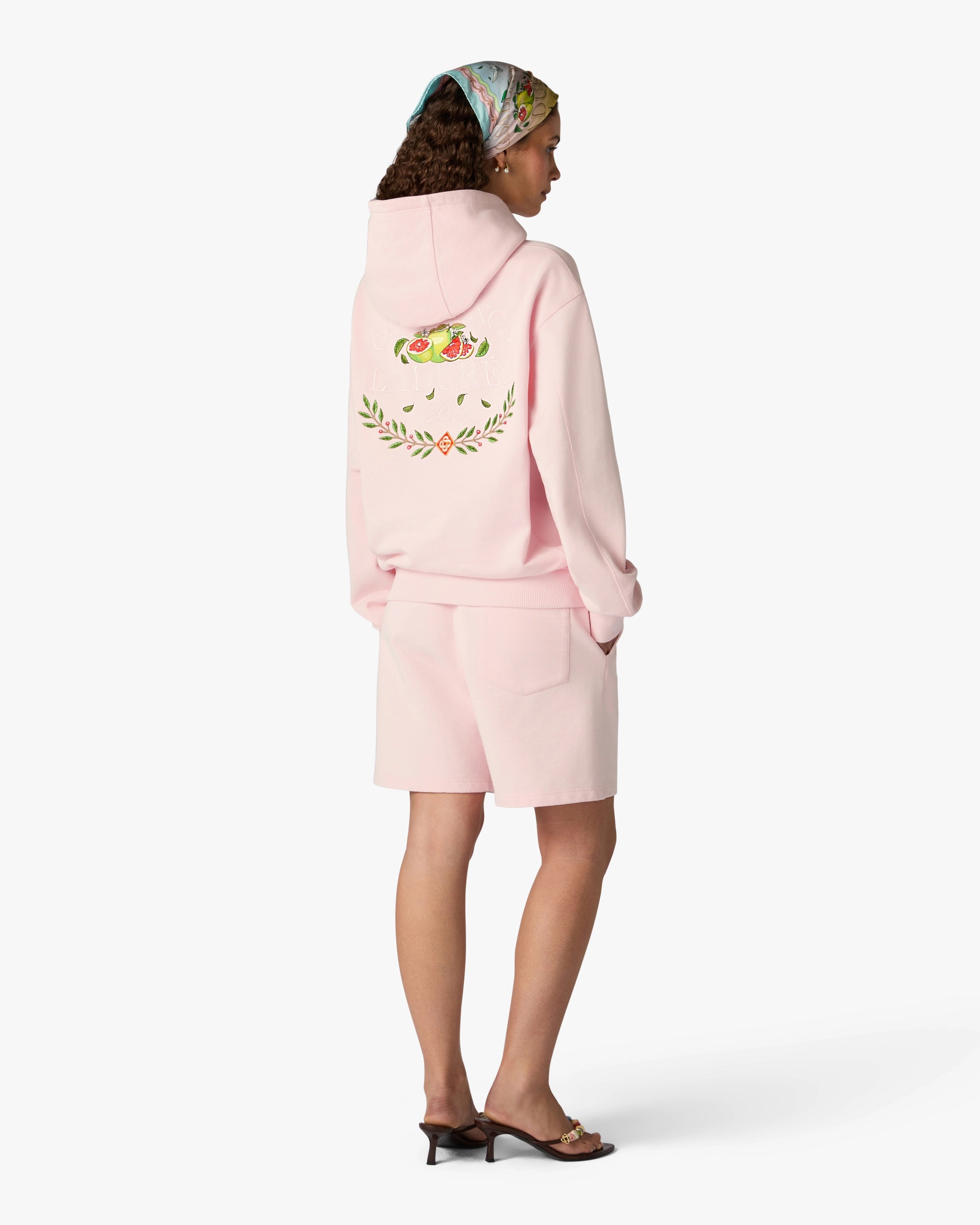 Casablanca Laduree shorts donna rosa cotone ricamato