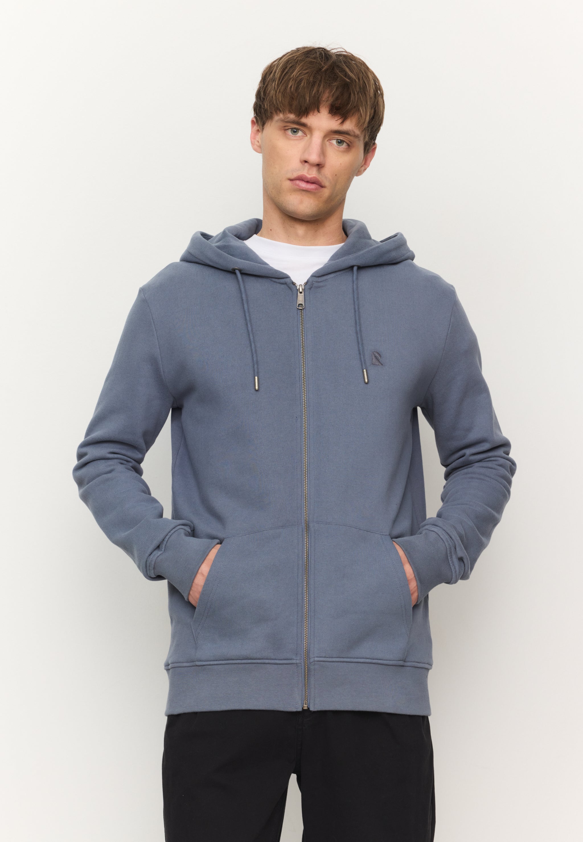 Recolution Birch felpa zip azzurra cotone bio