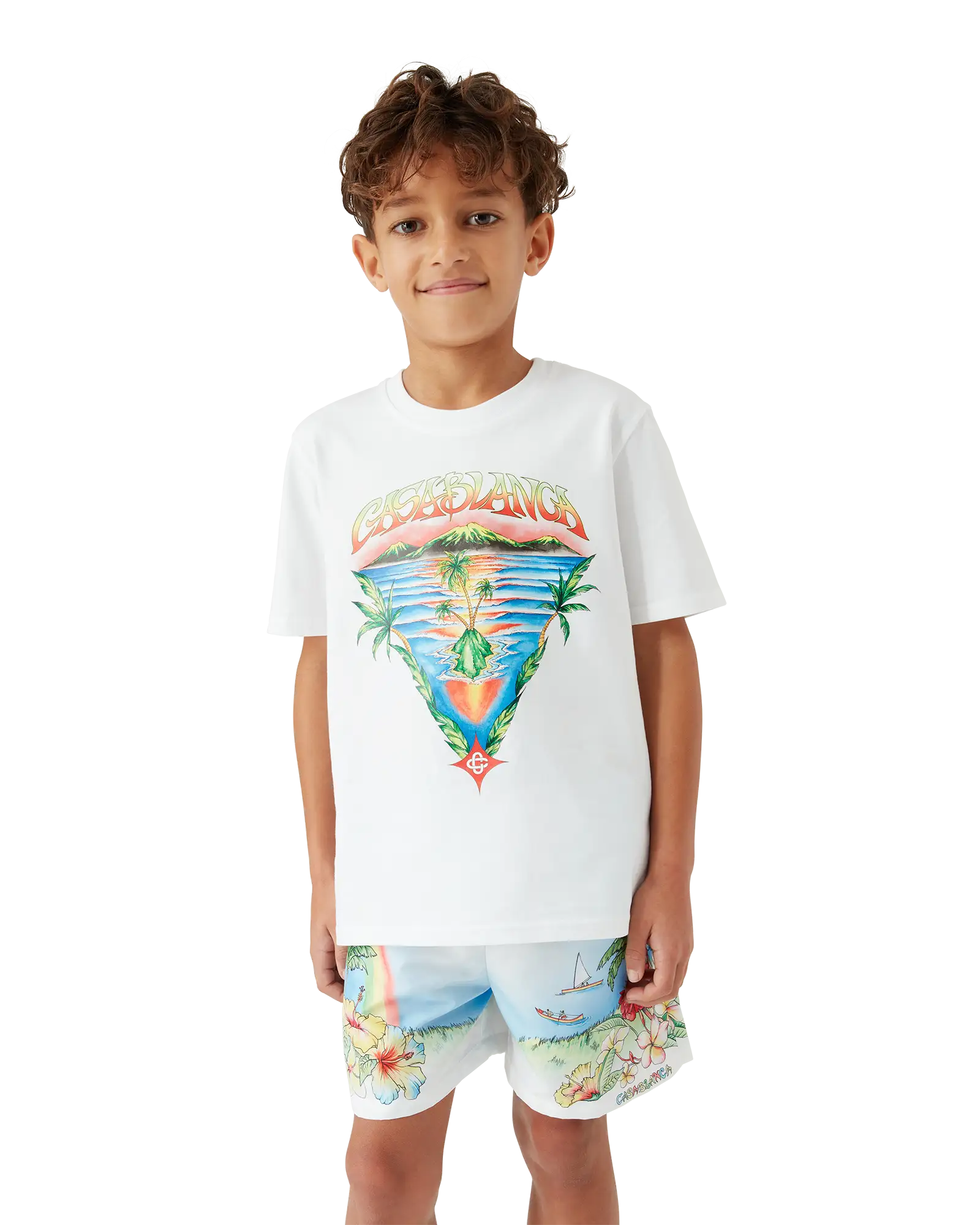 Casablanca Innocence Triangle T-shirt Bimbo Bianca Cotone