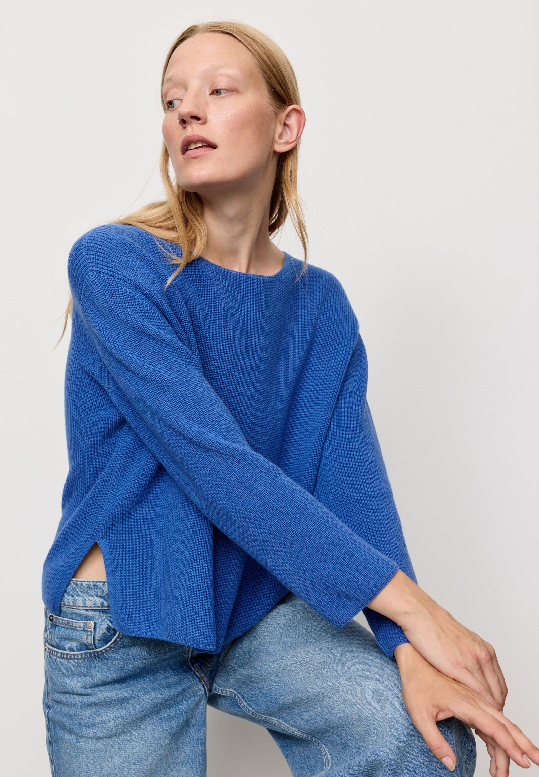 Recolution Viola maglione blu elettrico cotone bio