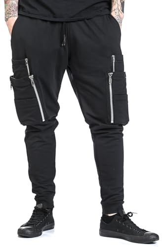 Gothicana by EMP pantaloni cargo neri con coulisse uomo