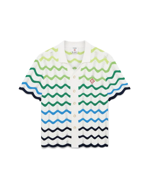 Casablanca Wave camicia crochet verde bianco