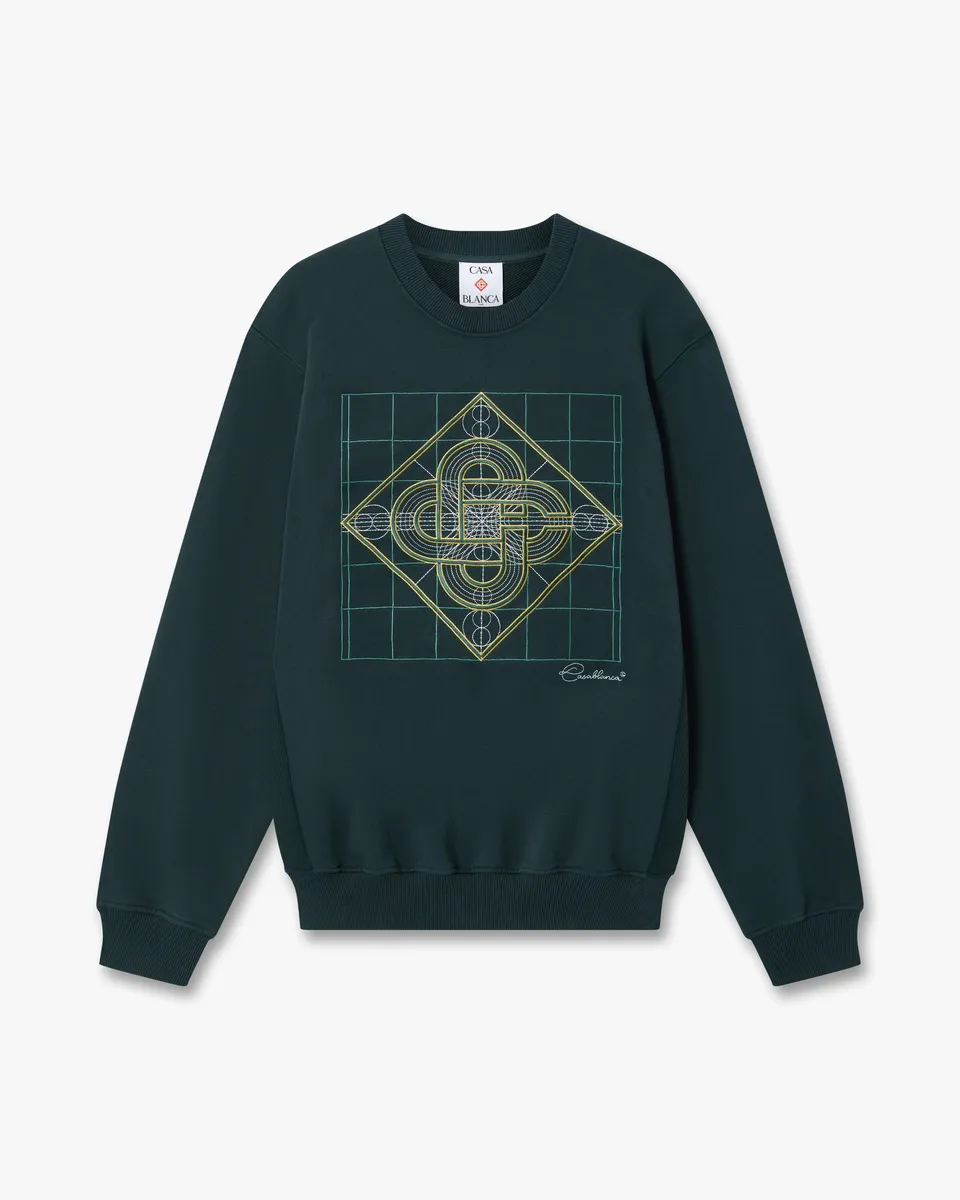 Casablanca Logo Geometrie Sacree Felpa Verde Cotone