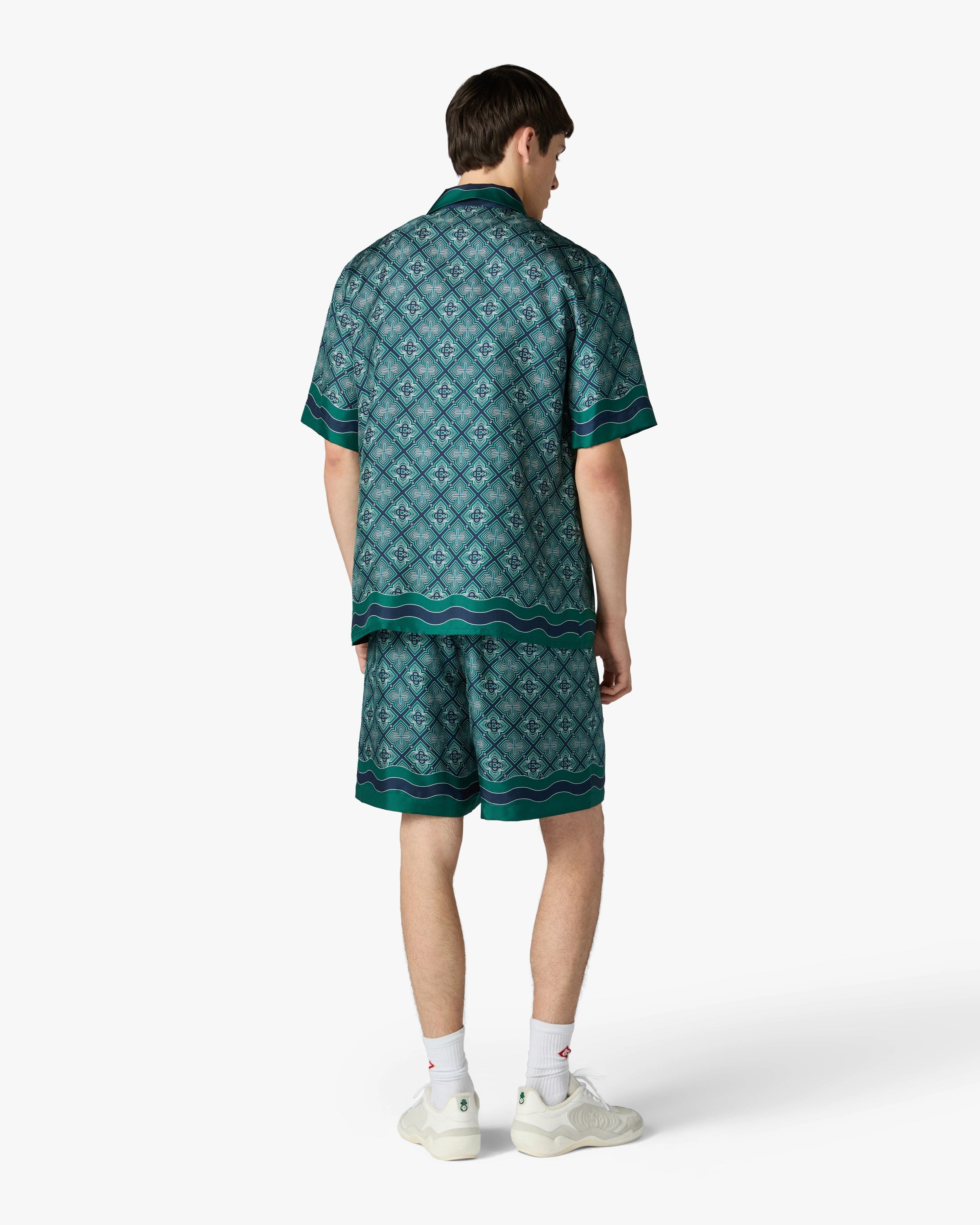 Casablanca Radiating Monogram pantaloncini seta verdi