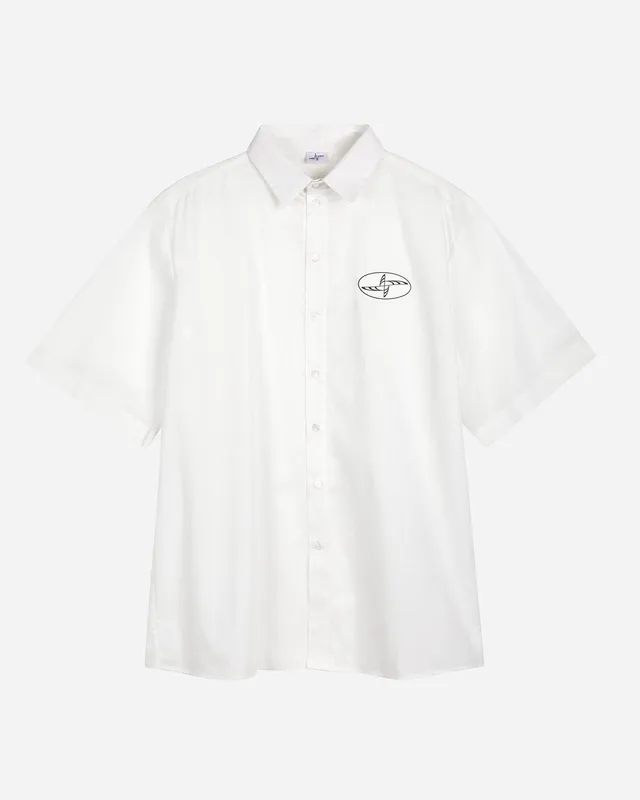 Noskra Logo camicia bianca cotone bottoni madreperla