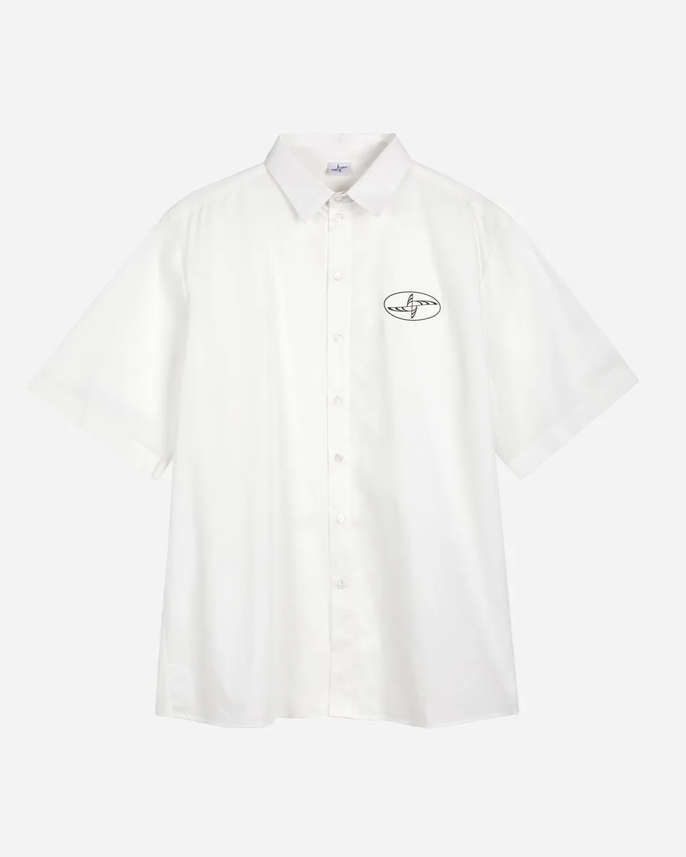 Noskra Logo camicia bianca cotone bottoni madreperla