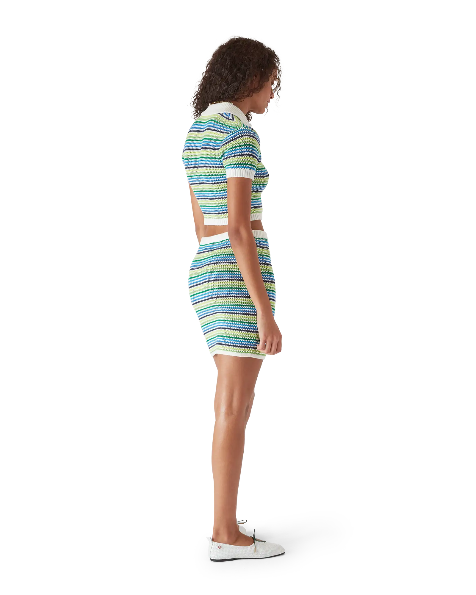 Casablanca Stripe minigonna verde cotone elasticizzata