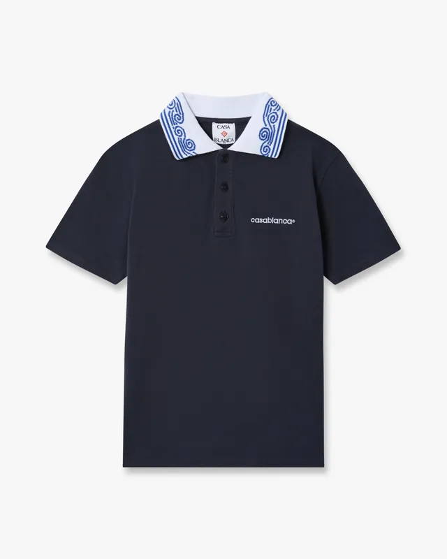 Casablanca Navy Wave polo bambino blu cotone
