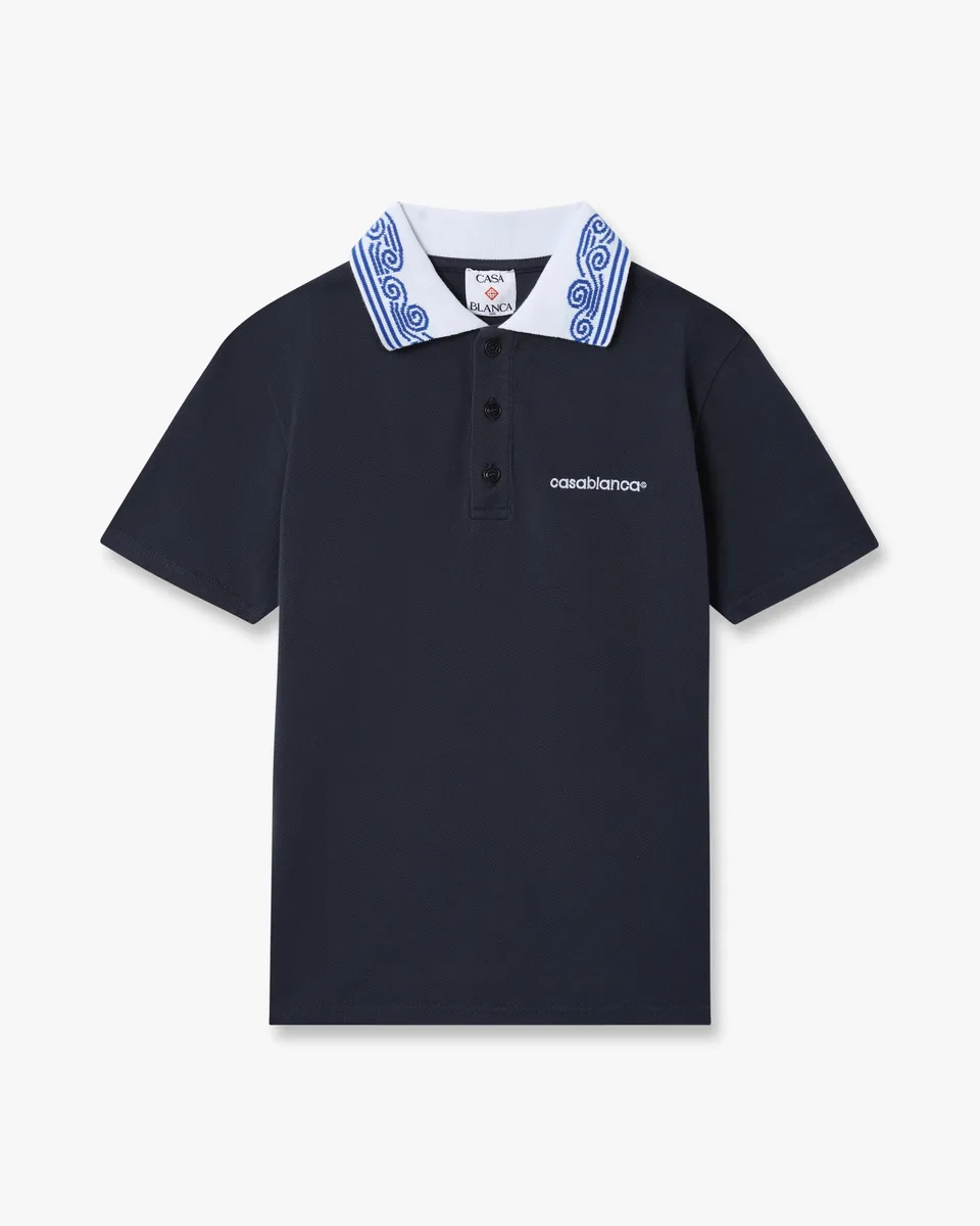 Casablanca Navy Wave polo bambino blu cotone