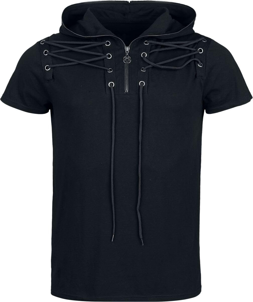 Gothicana by EMP T-Shirt Nera Cappuccio Lacci Taglia M