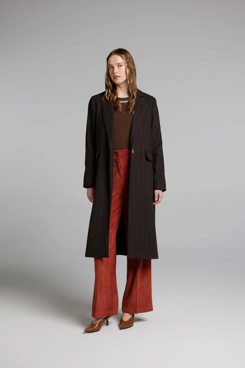Sarah Chole 27918 cappotto donna gessato lungo