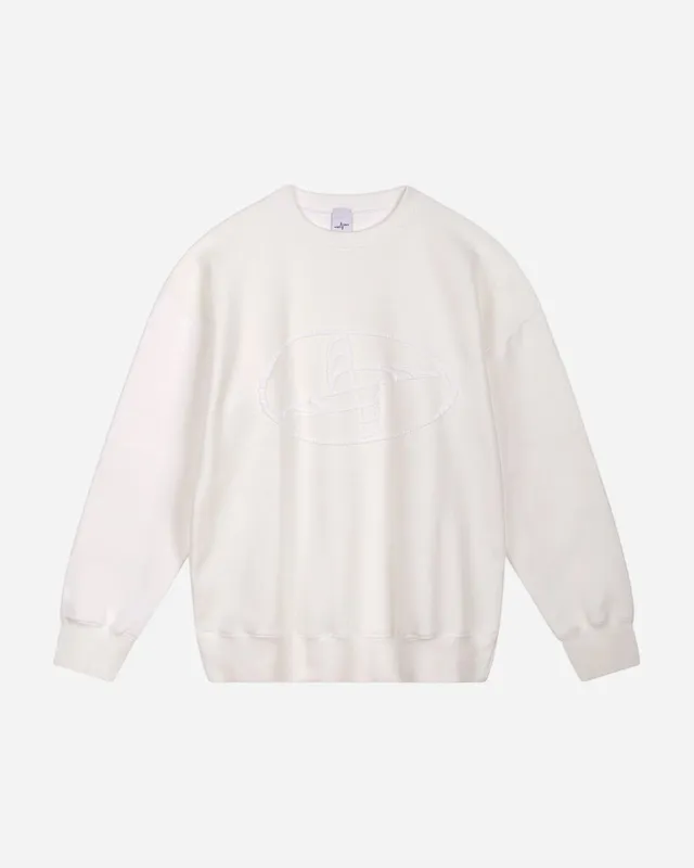 Noskra White Knitted Logo felpa bianca girocollo