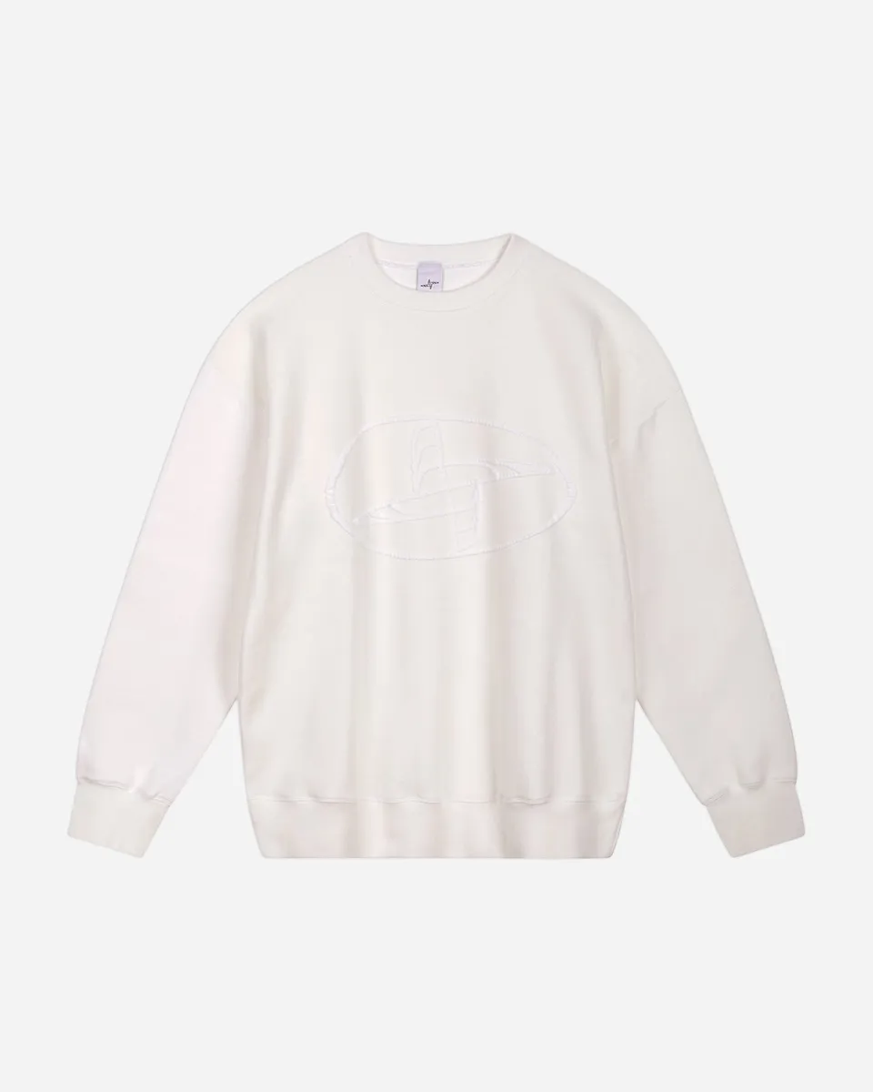 Noskra White Knitted Logo felpa bianca girocollo