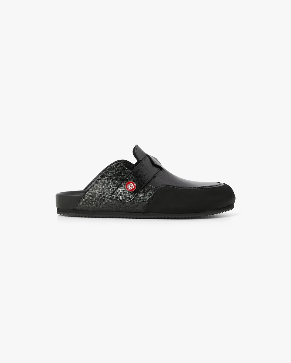 Casablanca Outdoor mule nero in pelle uomo