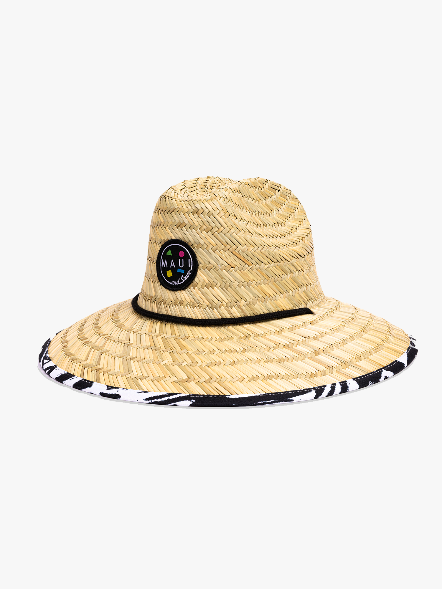 Maui and Sons Block Party cappello paglia nero tesa stampata