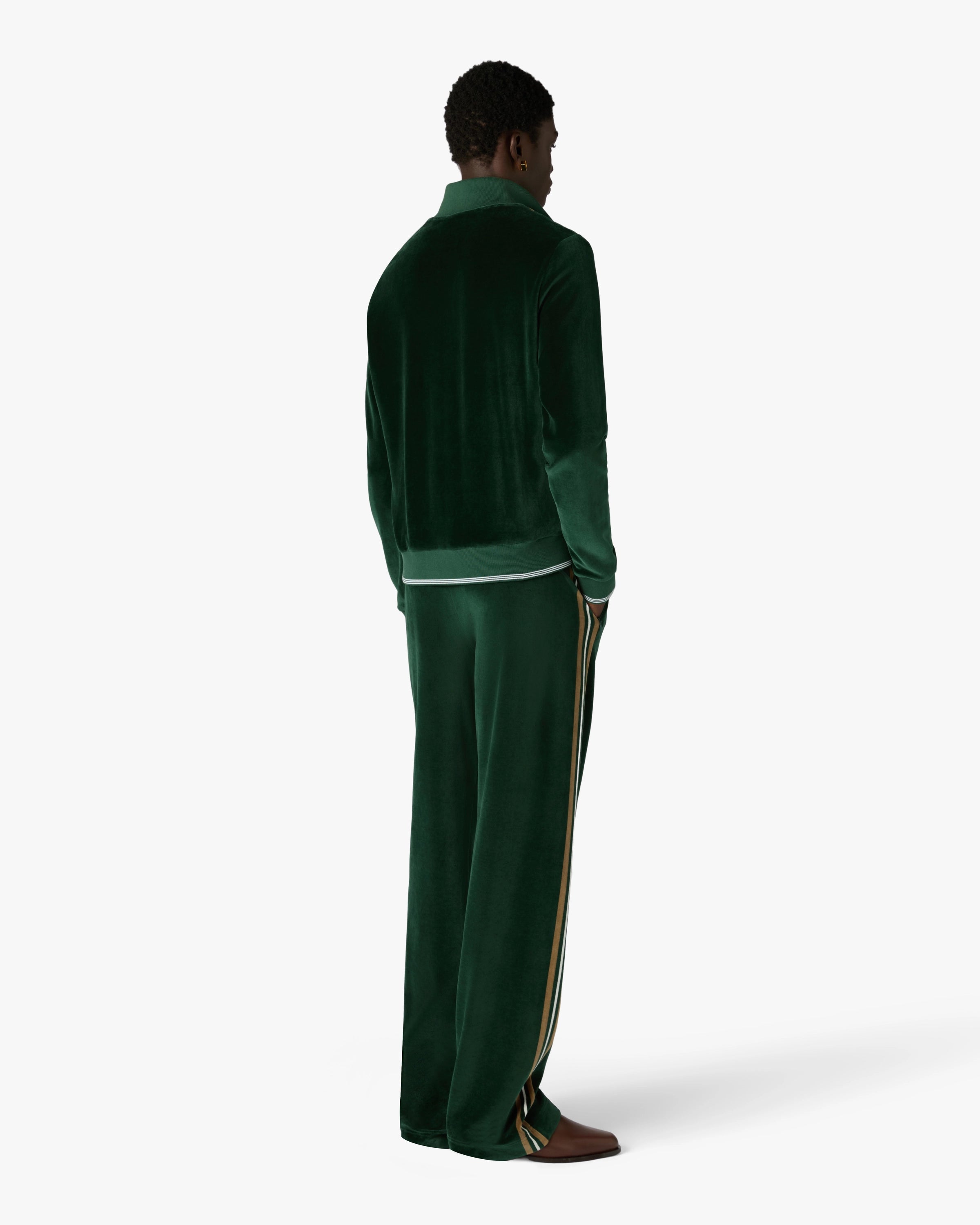 Casablanca Green Brown Stripe pantaloni tuta velluto verde