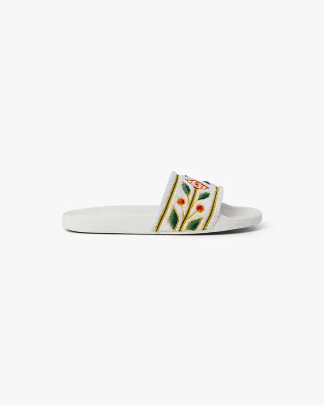 Casablanca Embroidered Terry ciabatte bianche spugna ricamata