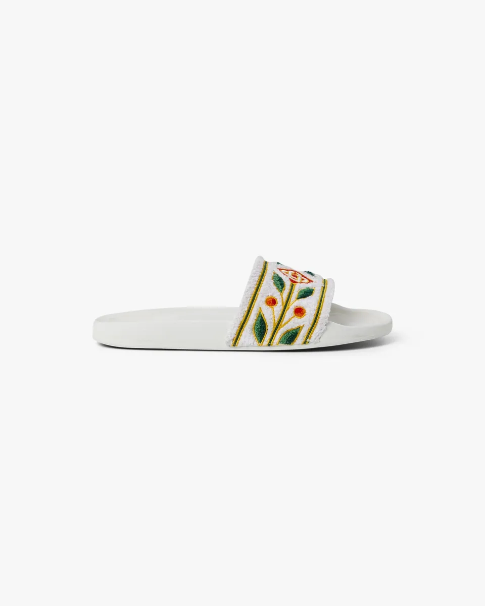 Casablanca Embroidered Terry ciabatte bianche spugna ricamata