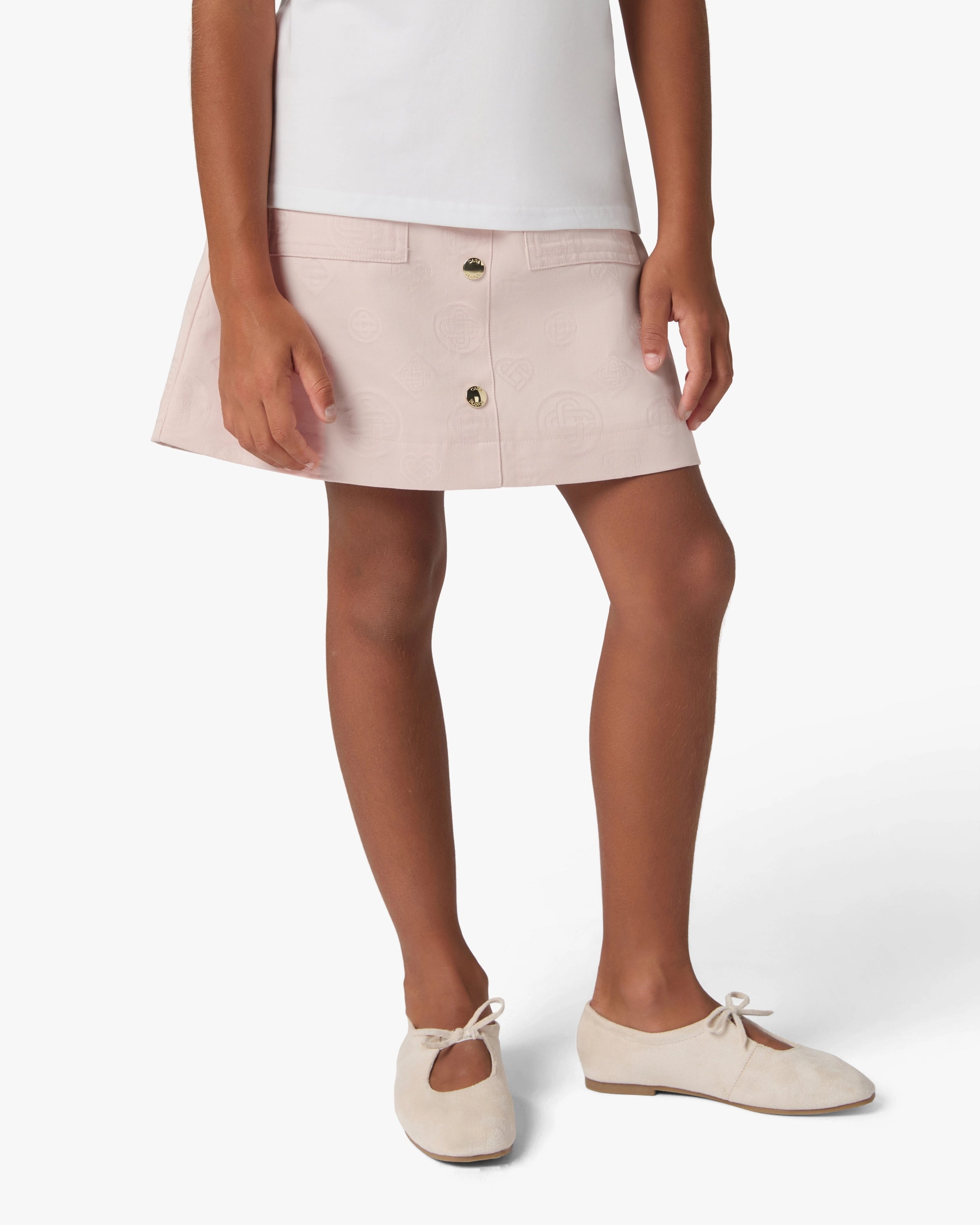 Casablanca Monogram gonna rosa bambina cotone