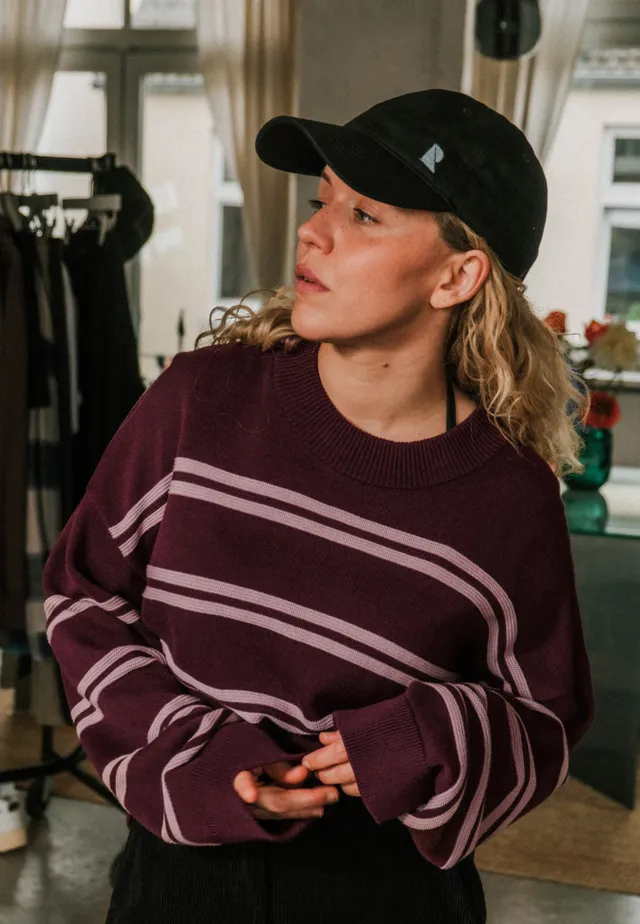 Recolution Gingko Stripes pullover prugna cotone bio