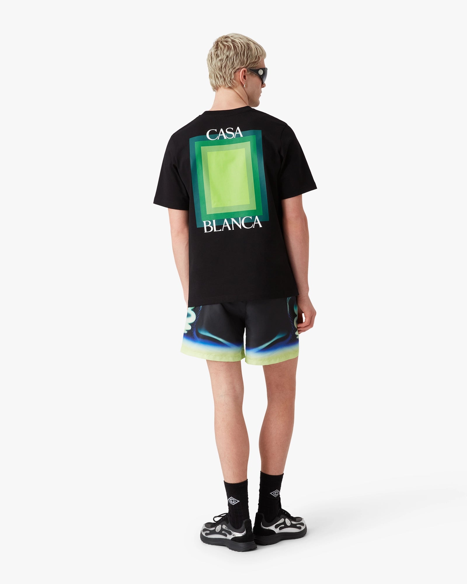 Casablanca Square Logo t-shirt nera maniche corte cotone