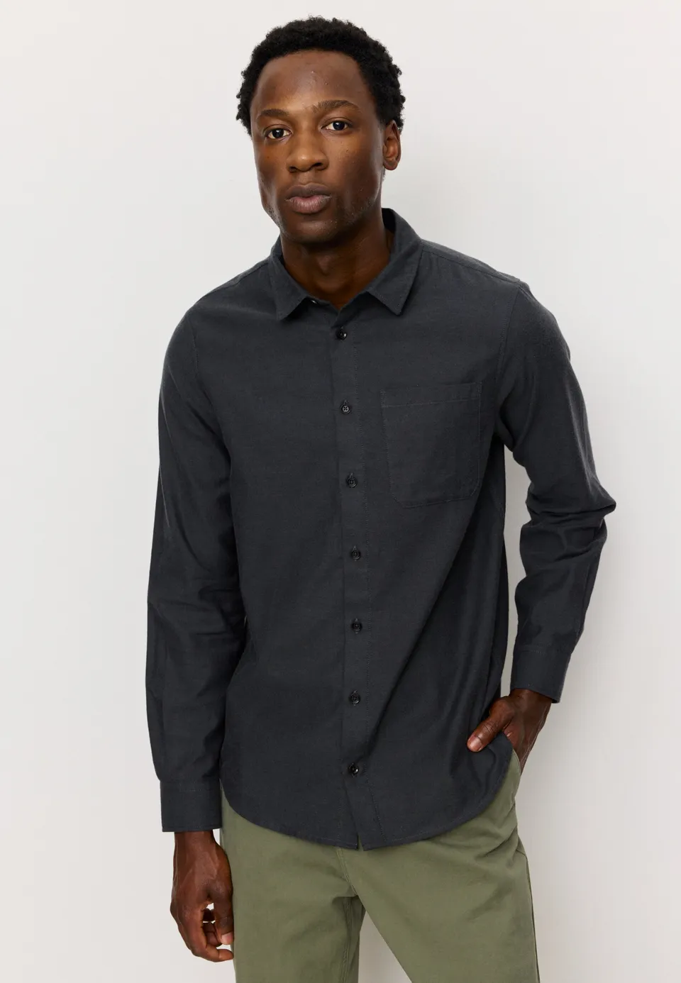 Recolution Lentil camicia grigia flanella bio