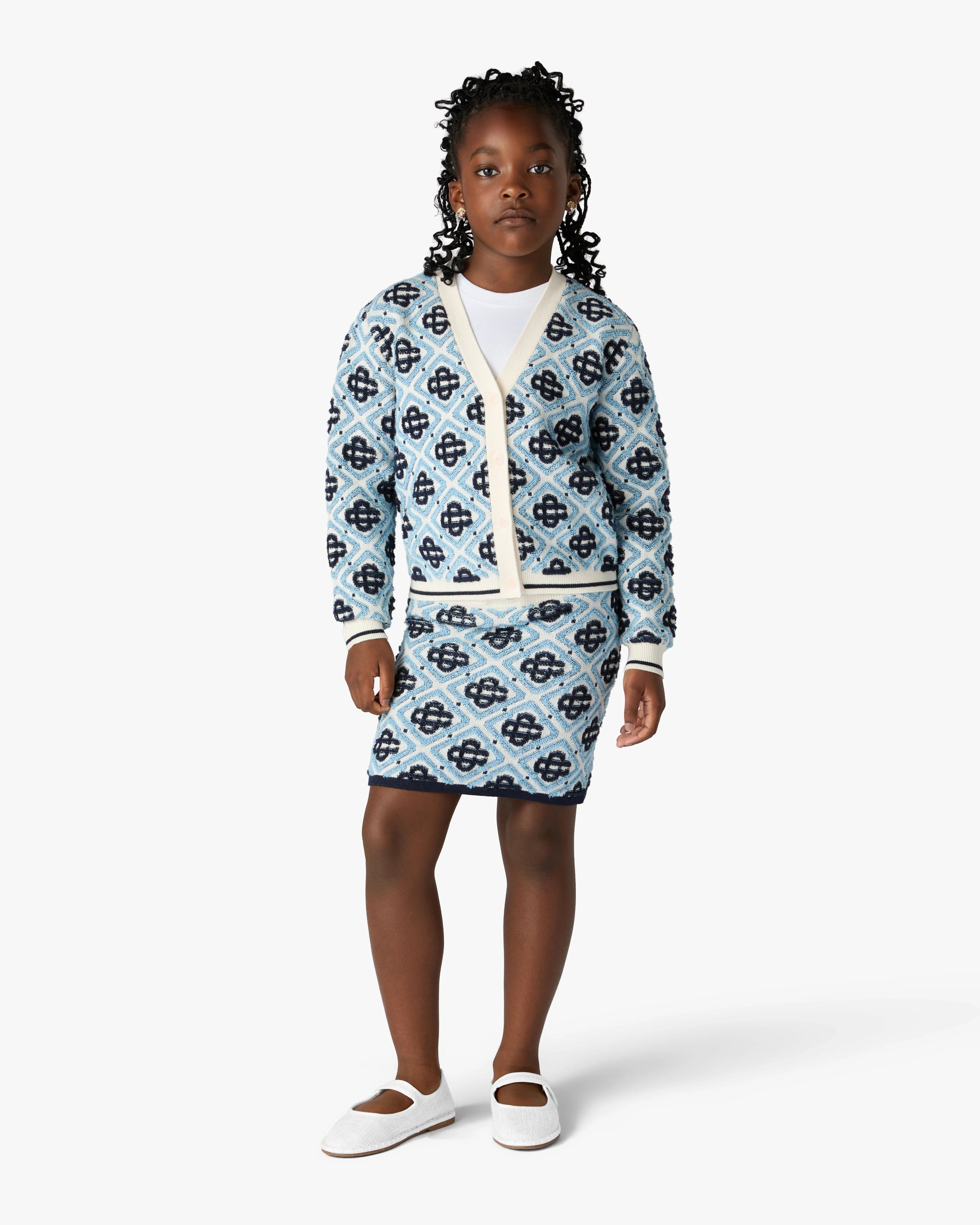 Casablanca Monogram cardigan bambino blu lana