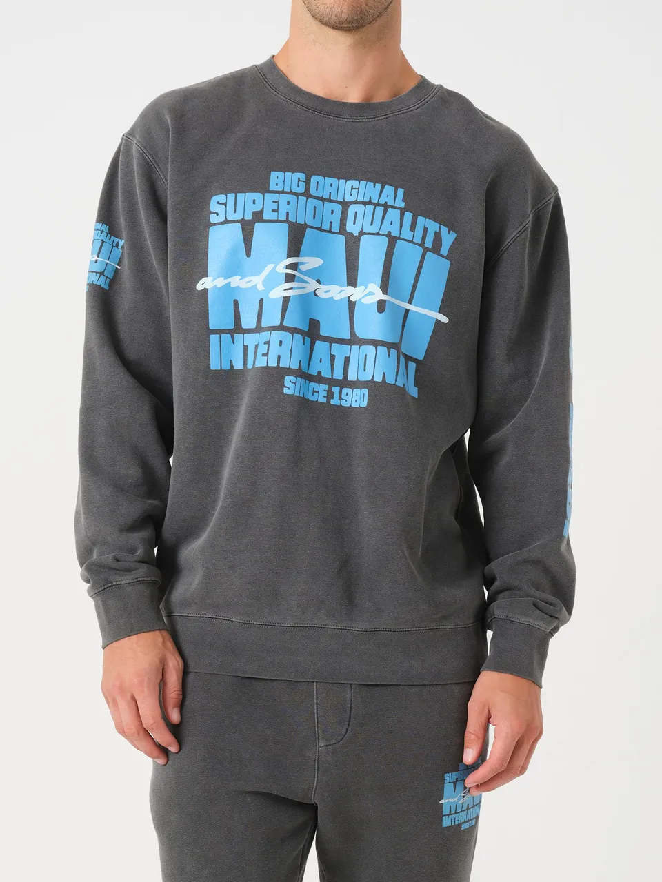 Maui and Sons Original Crew felpa nera in cotone