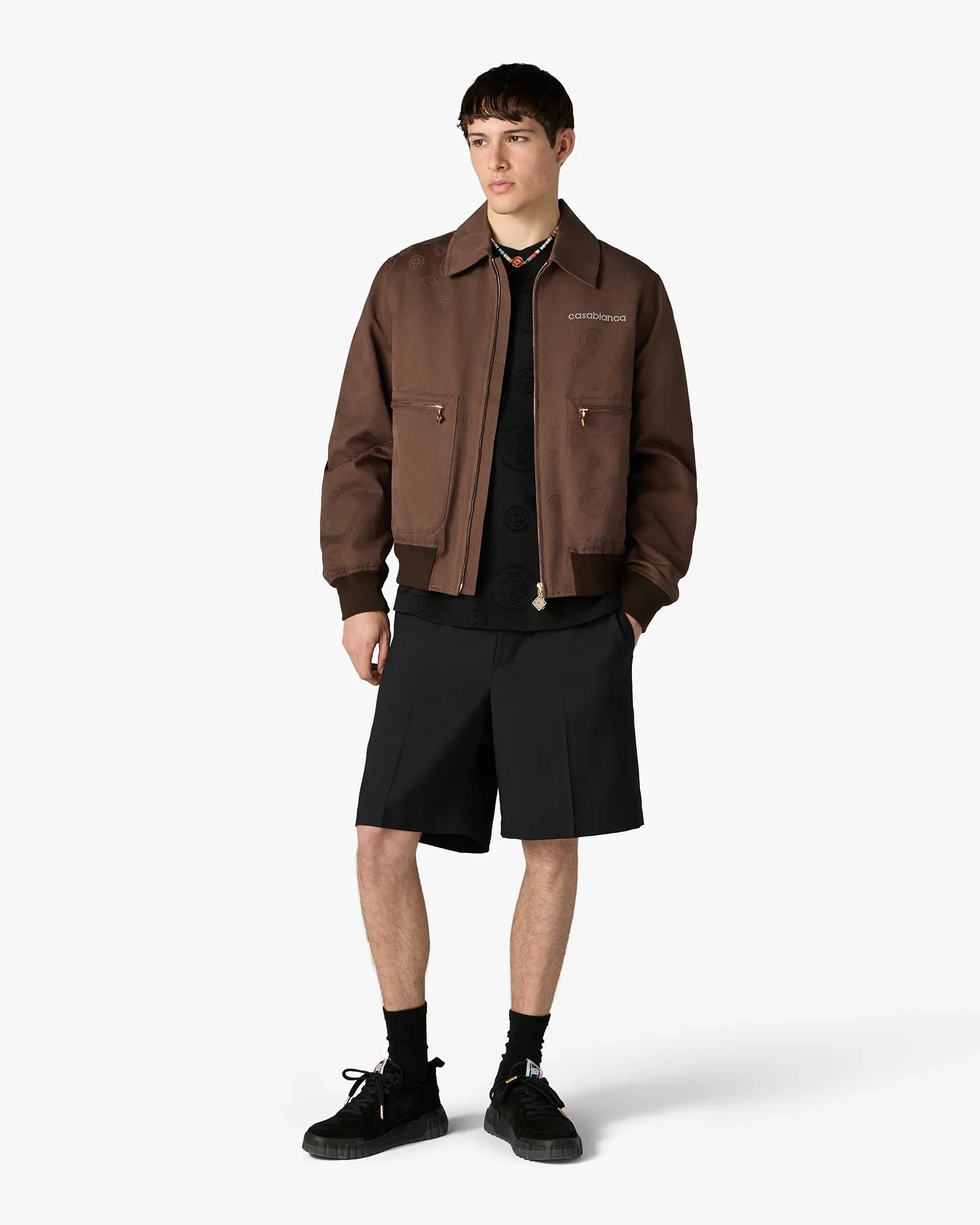 Casablanca Monogram blouson marrone cotone zip