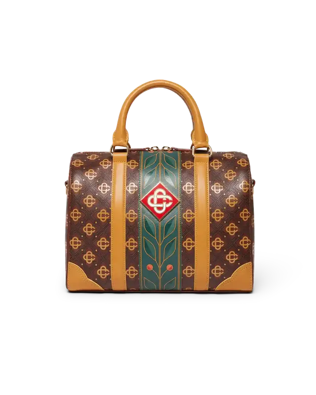 Casablanca Mini Monogram borsone pelle marrone