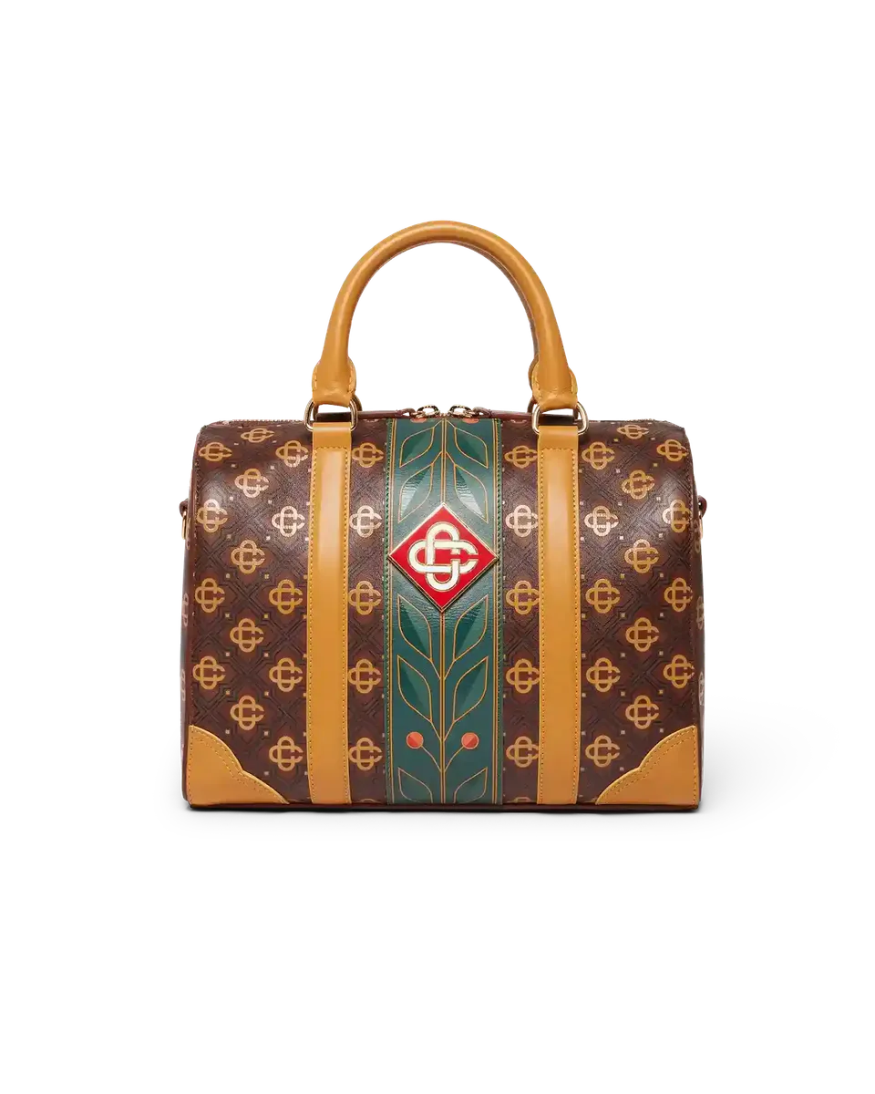 Casablanca Mini Monogram borsone pelle marrone