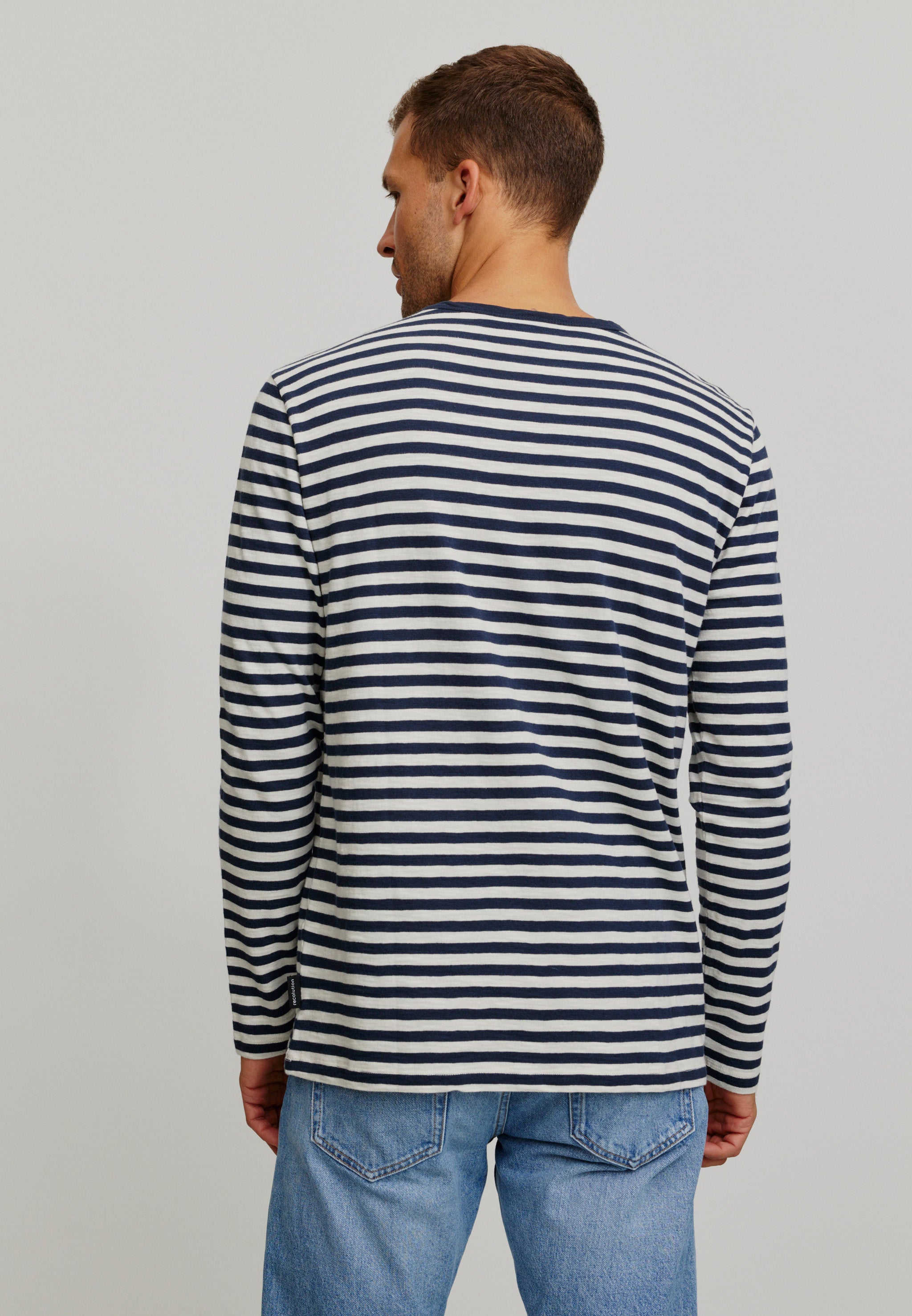 Recolution Maca Stripes maglia manica lunga dark navy cotone bio