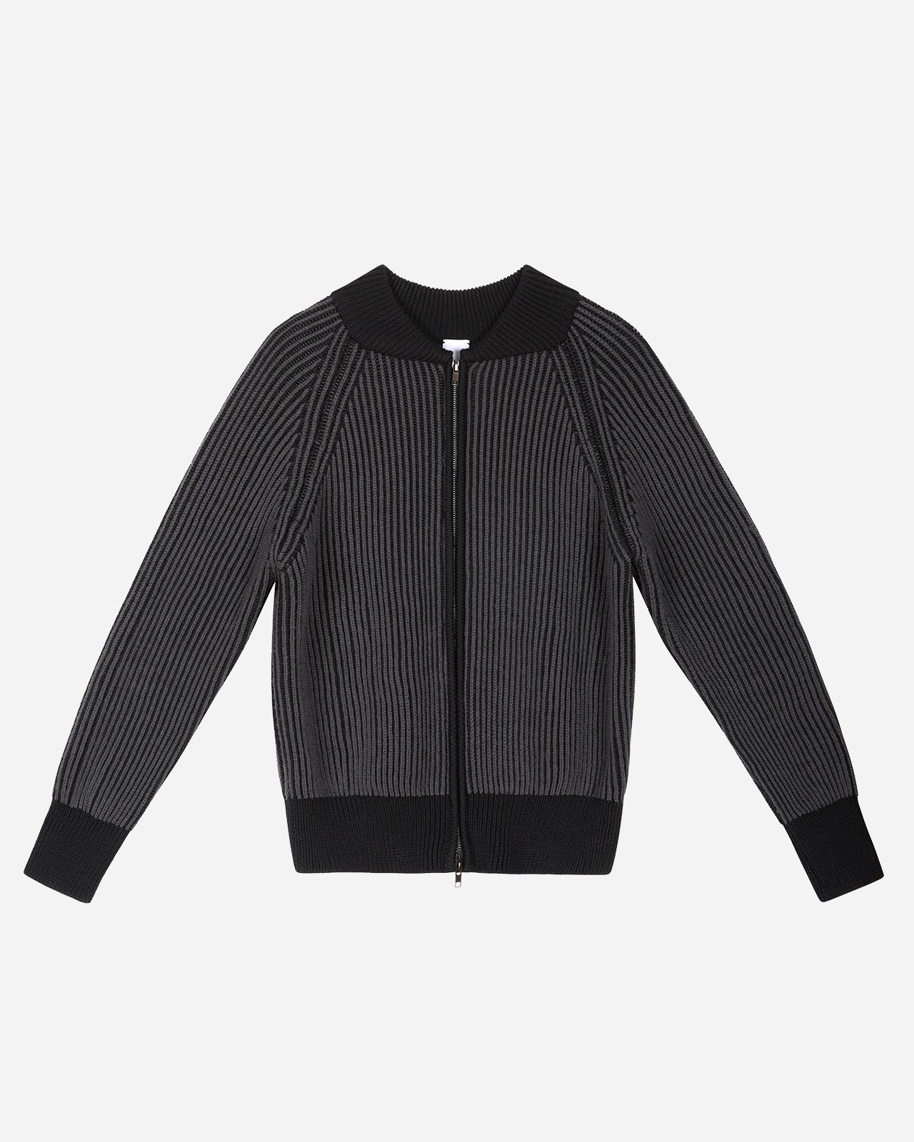 Noskra GreyBlack Maglia zip lana cerniera argento