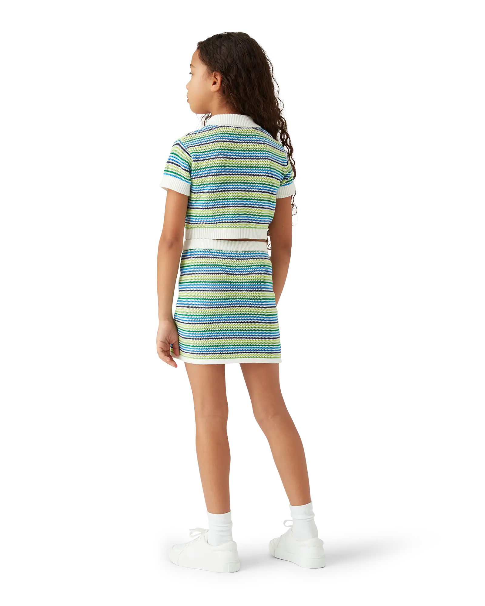 Casablanca Stripe top crochet bimbo verde righe cotone