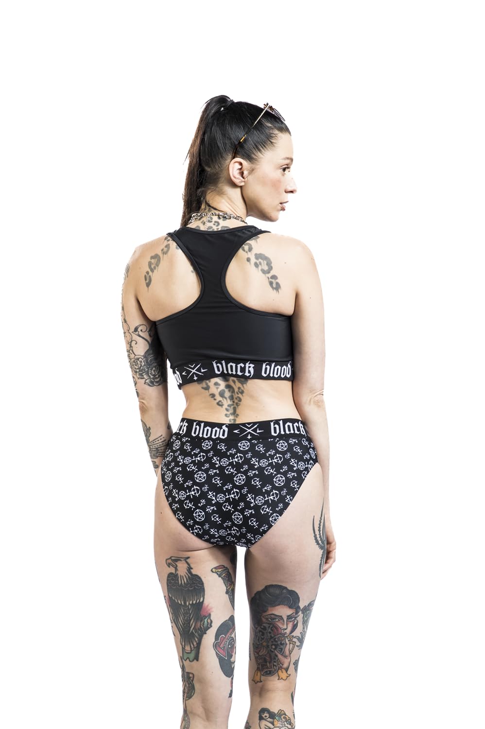 Gothicana by EMP top bikini nero con stampa taglia L