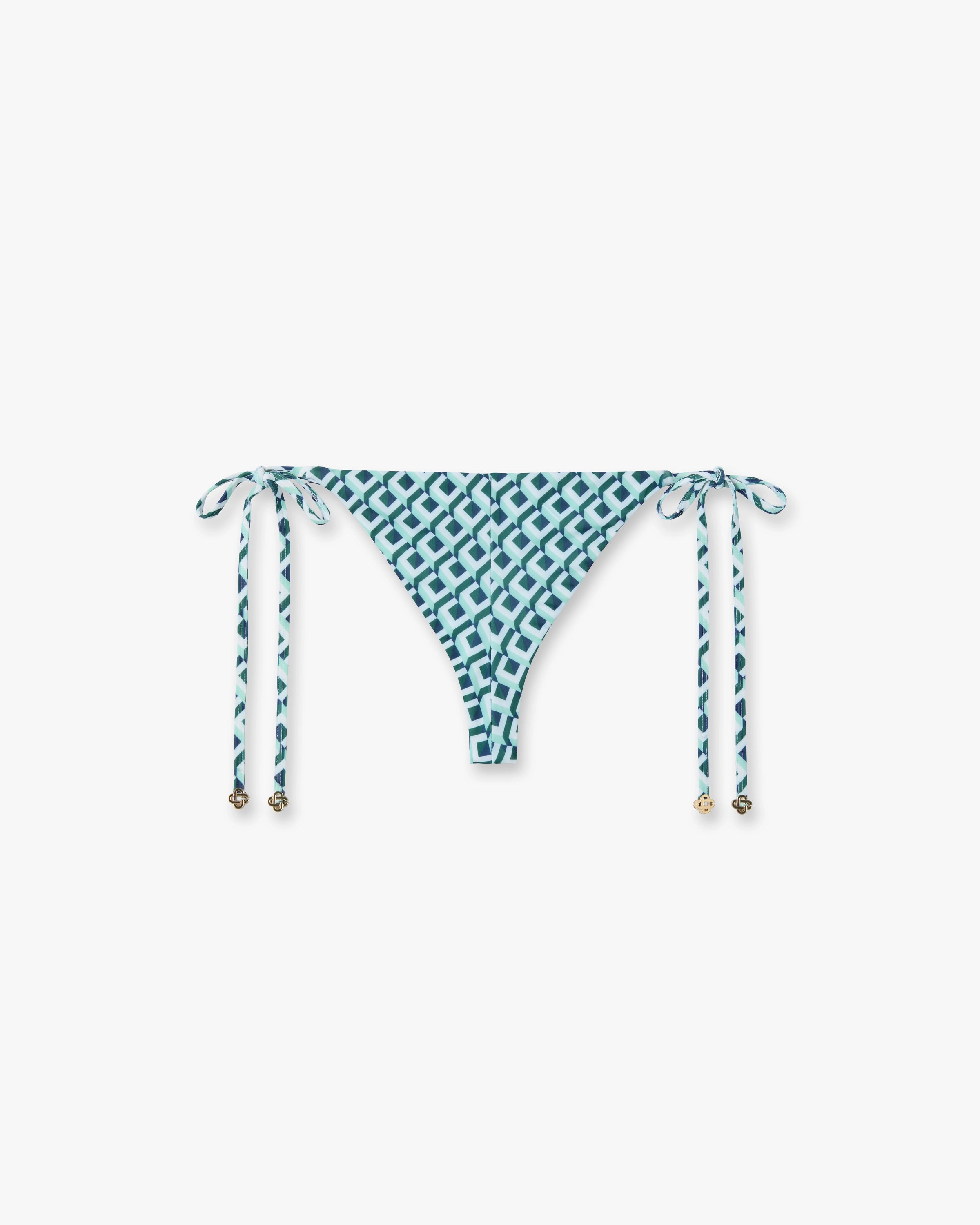 Casablanca Cubist CC Monogram slip bikini verde vita bassa