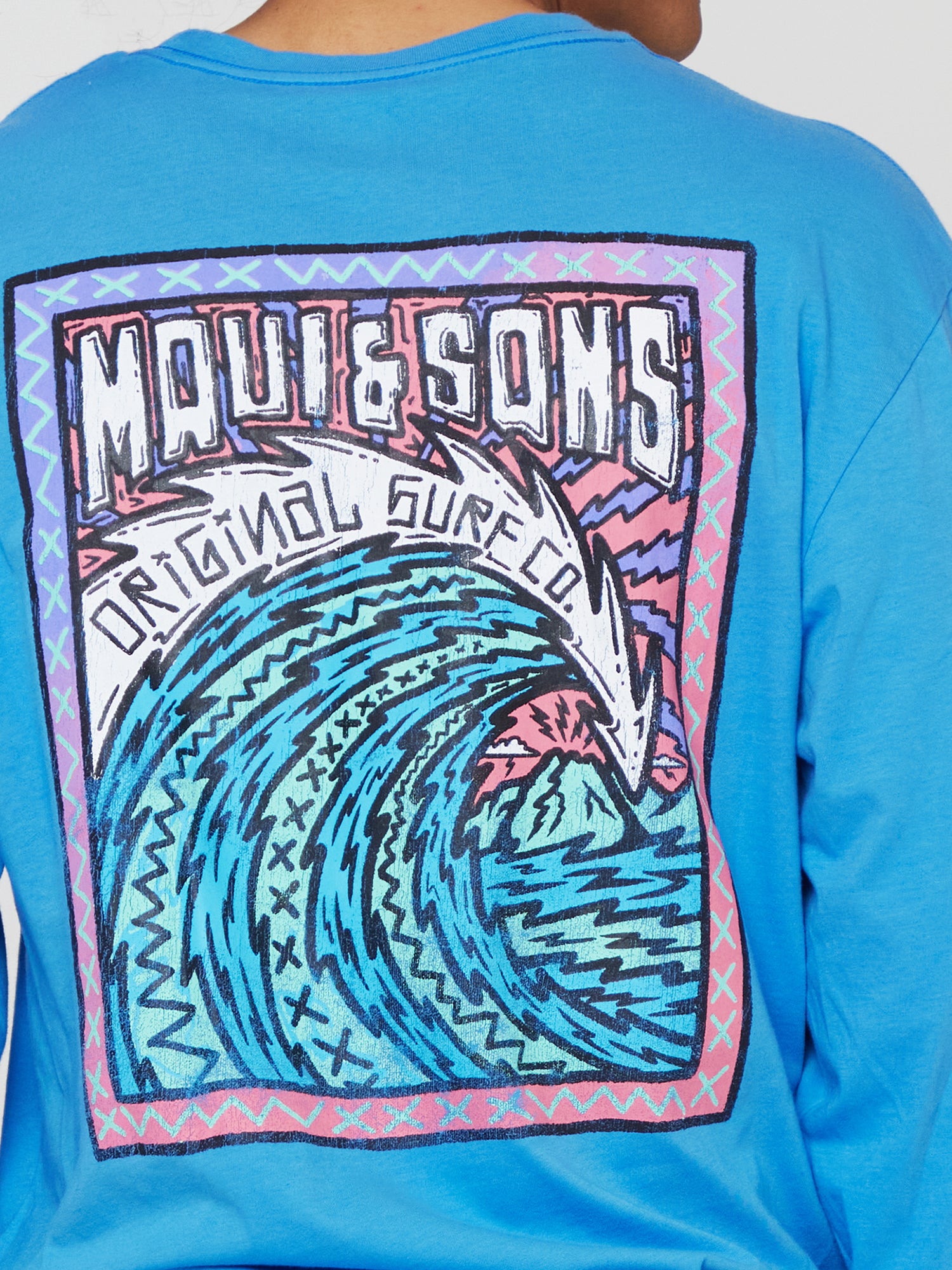 Maui and Sons Booyah Long Sleeve Maglia Azzurra Cotone